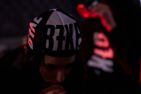 cycling cap black and white